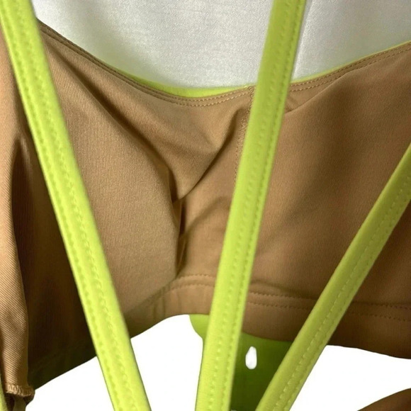 Y2K KARMA ATHLETICS bright neon yellow halter cami tank top,cut out ,straps - Picture 9 of 15